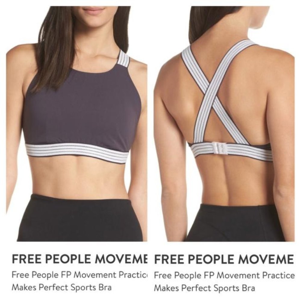 Free People NWT! Movement Practice Makes Perfect Sports Bra in Midnight Size S